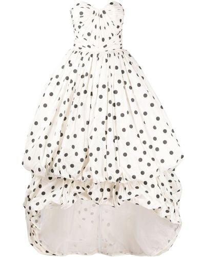 Isabel Sanchis Polka Dot-print Strapless Gown - White