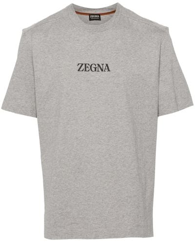 Zegna Katoenen T-shirt Met Logoprint - Grijs