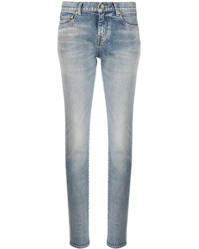 Saint Laurent Jeans skinny a vita bassa - Blu