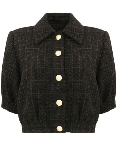 L'Agence Cove Cropped Tweed Jacket - Black