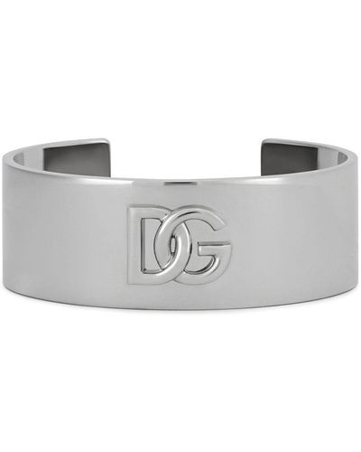 Dolce & Gabbana Bracelet manchette à logo DG - Gris