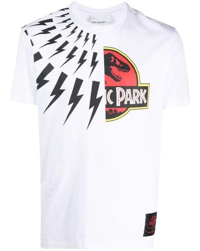 Neil Barrett Jurassic Park & Fair Isle Thunderbolt T-Shirt - Weiß