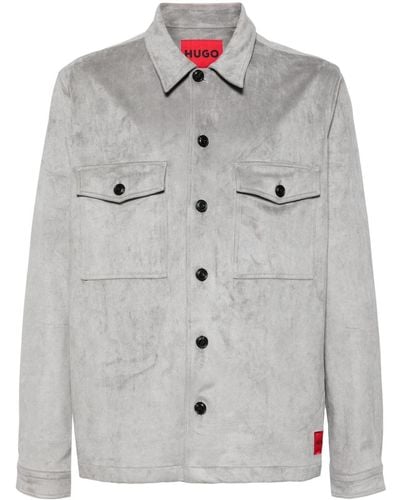 HUGO Enalu Hemdjacke mit aufgesetzter Tasche - Grau