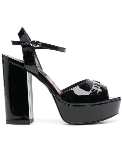 Philipp Plein 100mm Logo-plaque Platform Sandals - Black