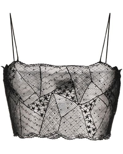 Zadig & Voltaire Cariana Rhinestone-embellished Lace Top - Gray