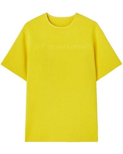 Jil Sander Debossed-logo Short-sleeve Top - Yellow
