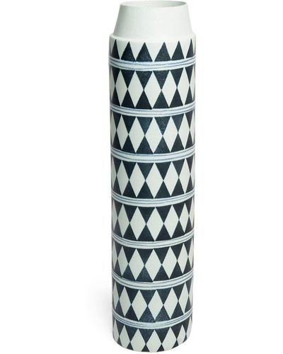 L'objet Vaso con stampa geometrica 51cm - Bianco