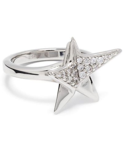 Ferragamo Logo-engraved Star-stud Ring - Metallic