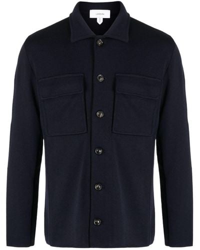 Lardini Buttonedd Wool Shirt Jacket - Blue