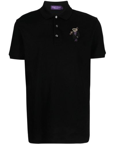 Ralph Lauren Purple Label Polo Bear-embroidered Polo Shirt - Black