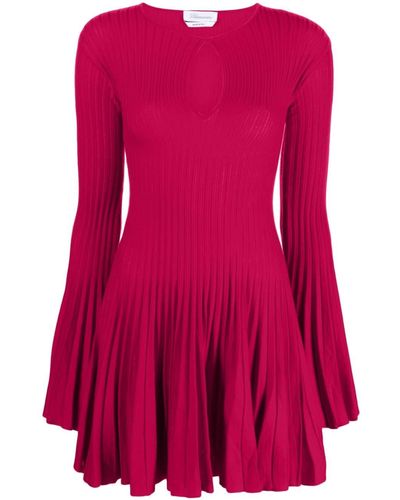 Blumarine Pleated Wool Minidress - Red
