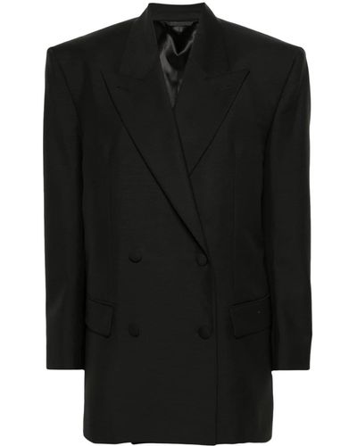 Givenchy Blazer en laine mélangée à boutonnière croisée - Noir