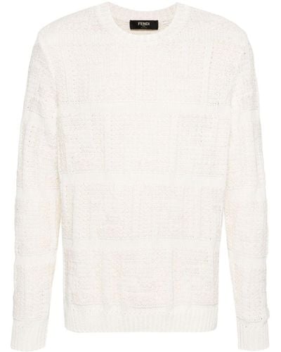 Fendi Ff Chunky-Knit Jumper - White