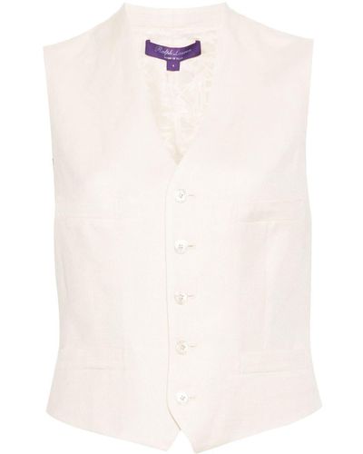 Ralph Lauren Collection Chaleco con logo en jacquard - Blanco