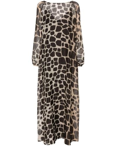 Max Mara Giraffe-print Semi-sheer Dress - Black