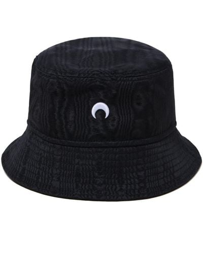 Marine Serre Logo-embroidered Cotton Bucket Hat - Black