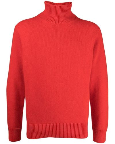 Laneus Roll-neck Knitted Sweater - Red