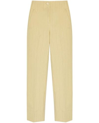 Ganni High-waisted Striped Trousers - Yellow