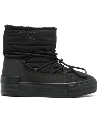 Calvin Klein Drawstring Platform Ankle Boots - Black