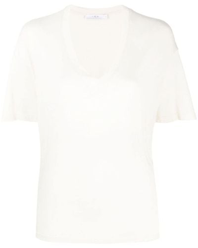IRO T-Shirt mit tiefen Schultern - Weiß