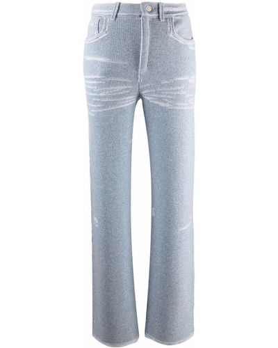 Barrie Straight-leg Knitted Pants - Blue