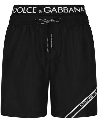 Dolce & Gabbana Logo-waistband Swim Shorts - Black