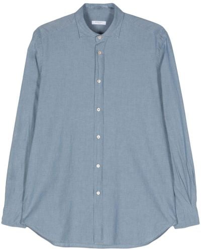 Boglioli Slub-texture Cotton Shirt - Blue