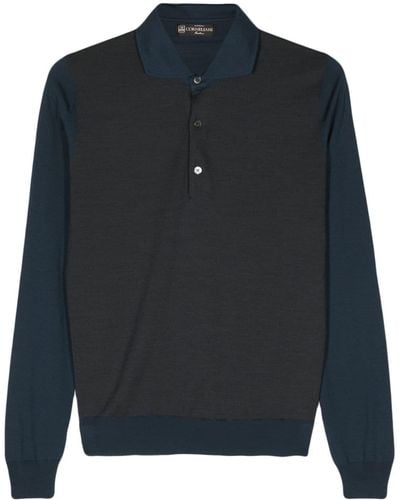 Corneliani Fine-knit Wool Polo Shirt - Blue