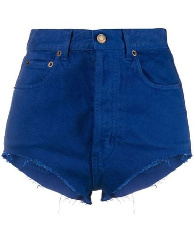 Saint Laurent Pantalones cortos ajustados de talle alto - Azul