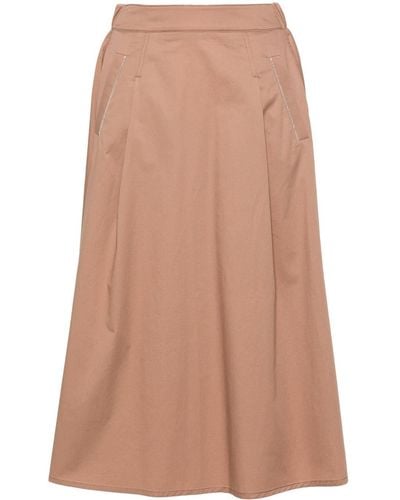 Peserico Bead-detail Twill Skirt - Brown