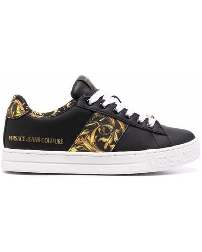 Versace Logo-patch Lace-up Sneakers - Black