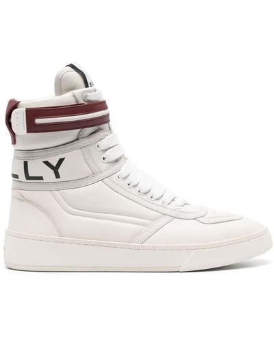 Bally Stripe-detail High-top Leather Sneakers - Natural