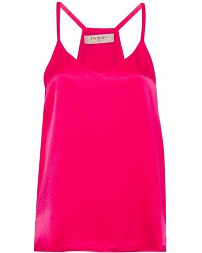 Twin Set Logo-plaque Twill Top - Pink