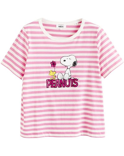 Chinti & Parker Gestreiftes Flower Power Peanuts T-Shirt - Pink