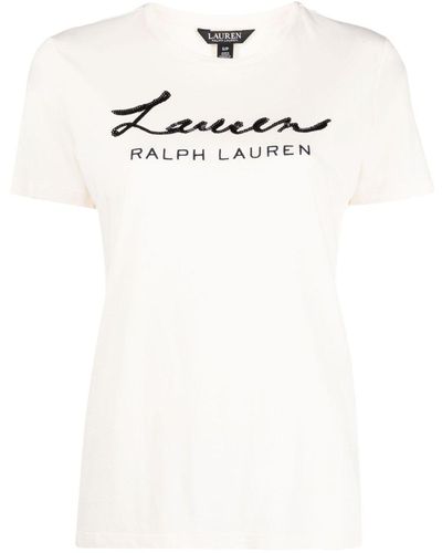 Lauren by Ralph Lauren Sequined Logo T-shirt - White