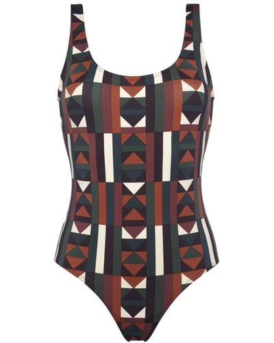 Eres Structure Graphic-print Swimsuit - Brown