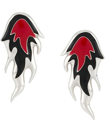 Ambush Flame Sculpted Earrings - Red