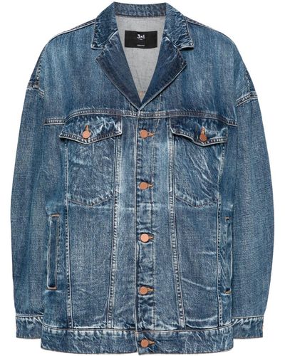 3x1 Jeansjacke mit fallendem Revers - Blau