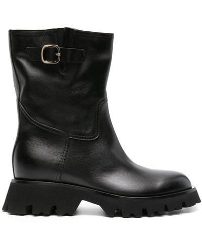 Santoni Zip-up Ankle Leather Boots - Black