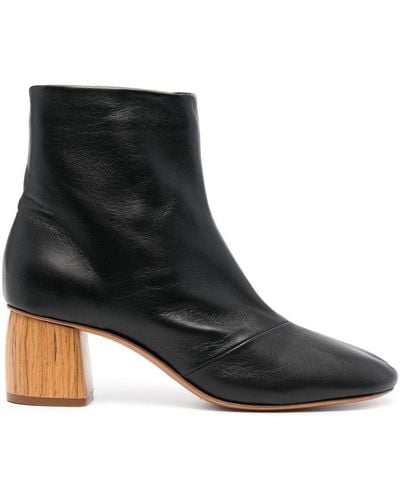 Forte Forte Wood-heel Leather Boots - Black