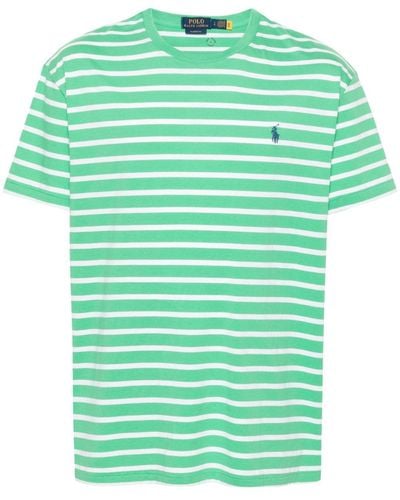 Polo Ralph Lauren Gestreept T-shirt Met Borduurwerk - Groen