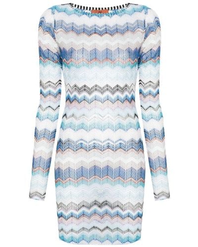 Missoni Zigzag Crochet Beach Dress - Blue