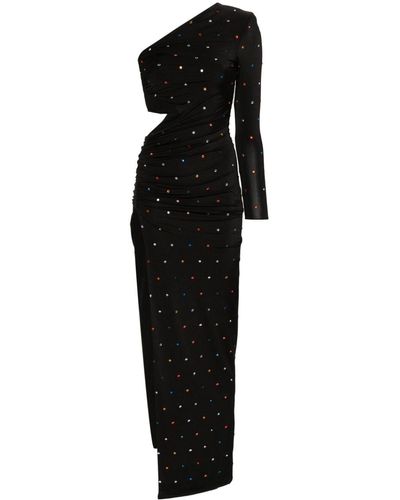 Nissa Crystal-embellished Asymmetric Maxi Dress - Black
