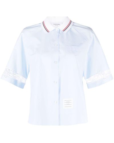 Thom Browne Hemd mit Lochstickerei - Weiß