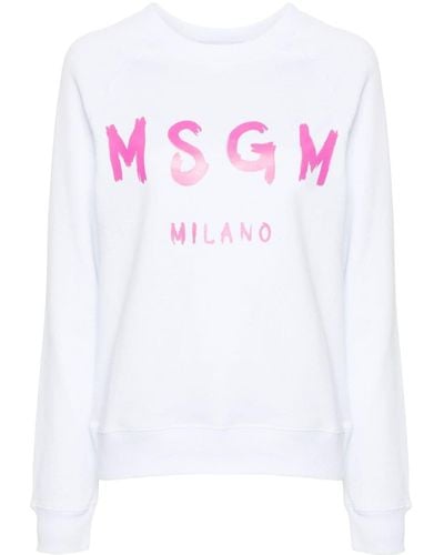 MSGM Sudadera con logo estampado - Blanco