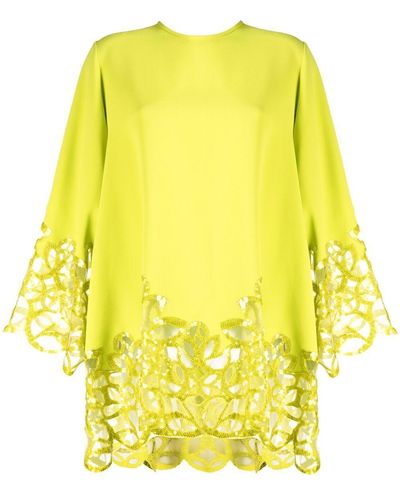 Elie Saab Embroidered-detail Long-sleeve Blouse - Yellow