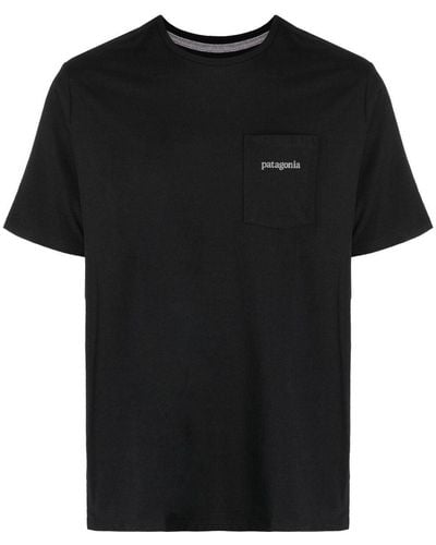 Patagonia ロゴ Tシャツ - ブラック