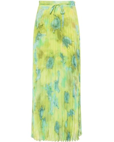 Liu Jo Floral-print Pleated Midi Skirt - Green