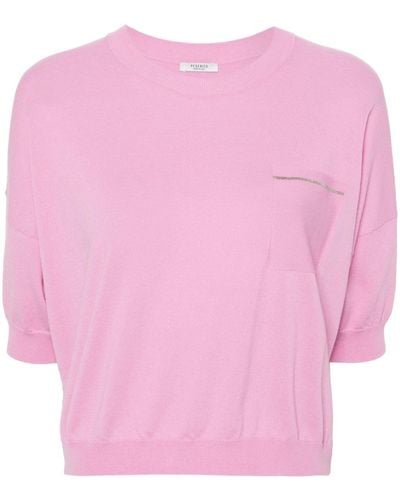 Peserico Bead-embellished Knitted Top - Pink