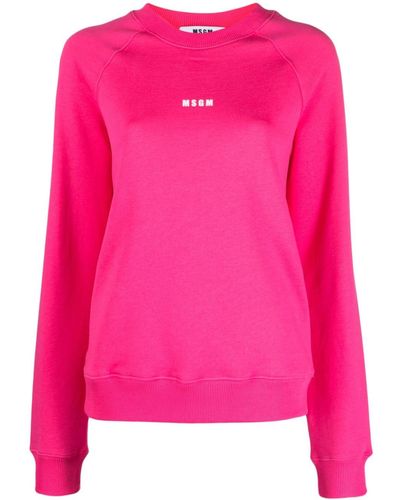 MSGM Logo-print Cotton Sweatshirt - Pink